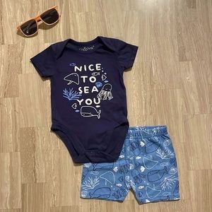 Cat and Jack short sleeve bodysuit and shorts set
